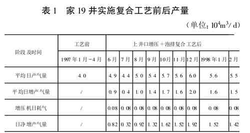 表1　家19井实施复合工艺前后产量
